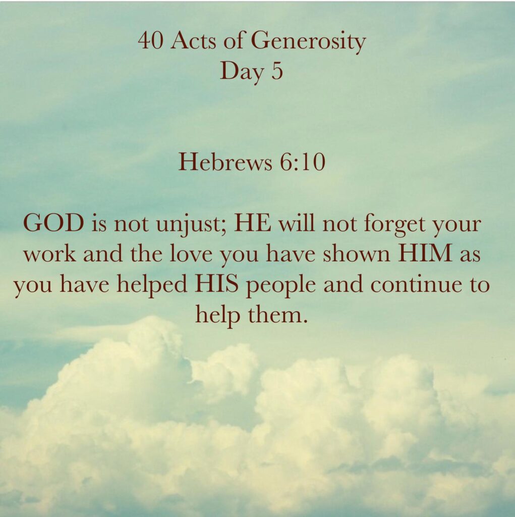 Acts of Generosity Challenge Day 5